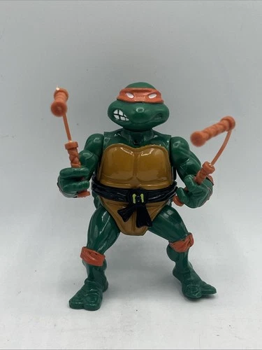 VTG 1988 Teenage Mutant Ninja Turtles TMNT Michaelangelo Hard Head & Nunchucks