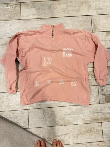 Vintage 80s 90s By Taylor Pink 1/4 Zip Pullover Sweatshirt Mens S M Beach Read - product listing photo