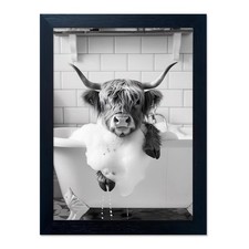 Senlifa Art Highland Cow Bathroom Decor Framed Animal Pint Artworks for Wall