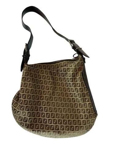 Borsa a tracolla autenticata Fendi vintage Oyster Zucca ZUCCHINO con certificato di autenticità