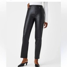 Spanx Women's Leather Like Pants XL Slim Straight Leg Black