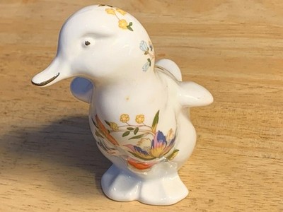 Aynsley Fine Bone China Floral Design Duck Figure - England 3.5''t
