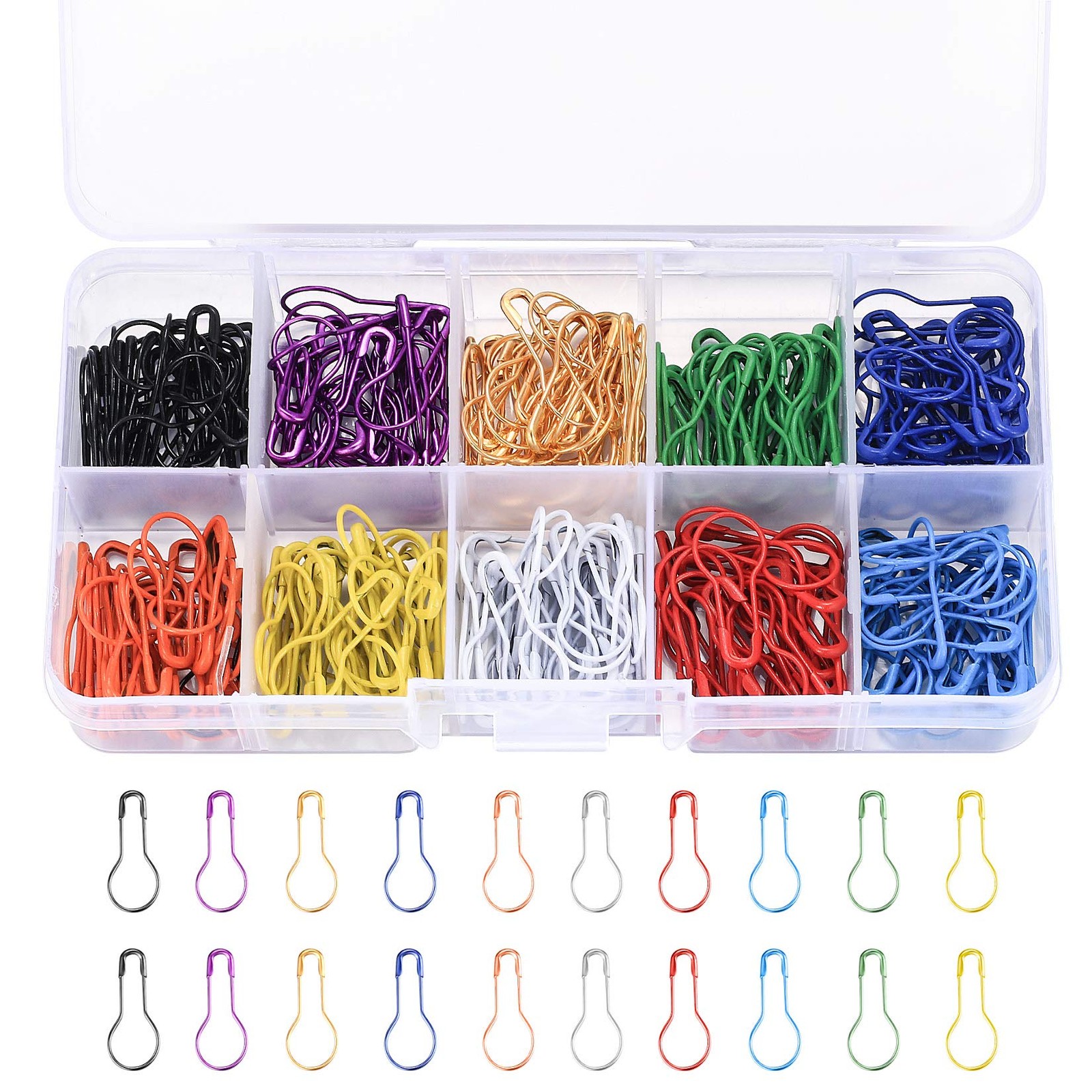 300 Pcs Safety & Calabash Pins, Gourd Pear Clips, Stitch Markers for S, Black