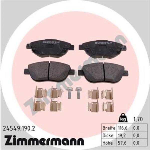 Zimmermann BremsbeläGe Bremsbelegsatz Vorne FüR Opel Corsa D Fiat 500L-image