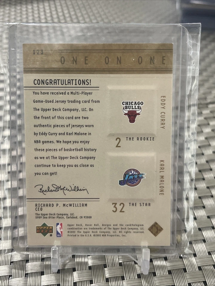 Eddy Curry JSY RC/Karl Malone JSY 2002 Upper Deck Honor Roll #123 SP /1000 HOF - Image 2 of 2