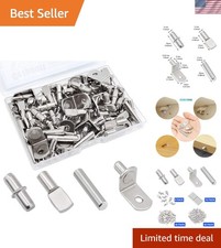 104Pcs Nickel Plated Shelf Pins for 5mm  1/4 Inch Shelves - 4 Styles Included
