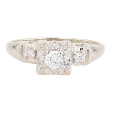 .26ctw Round Cut Diamond Three-Stone Engagement Ring 14k White Gold Size 7.75