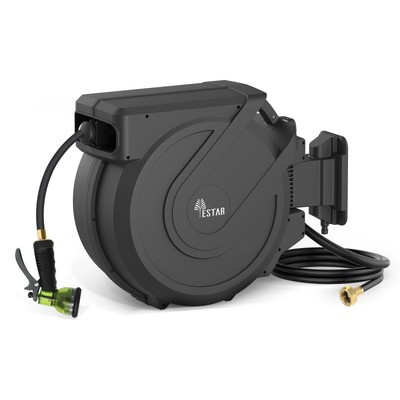 Retractable Garden Hose Reel 1/2''x130 ft, AutomaticHose Reel with 7 Pattern N...