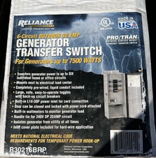 Reliance - 6 Circuit 30 Amp Outdoor Manual Transfer Switch For Generator