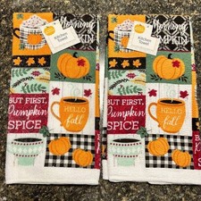 FRESH FARM AUTUMN FALL HARVEST KITCHEN TOWELS 2 PC SET