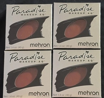 New 4X Mehron Paradise Water Activated Face & Body Paint Makeup AQ 40g 1.4oz Ea.