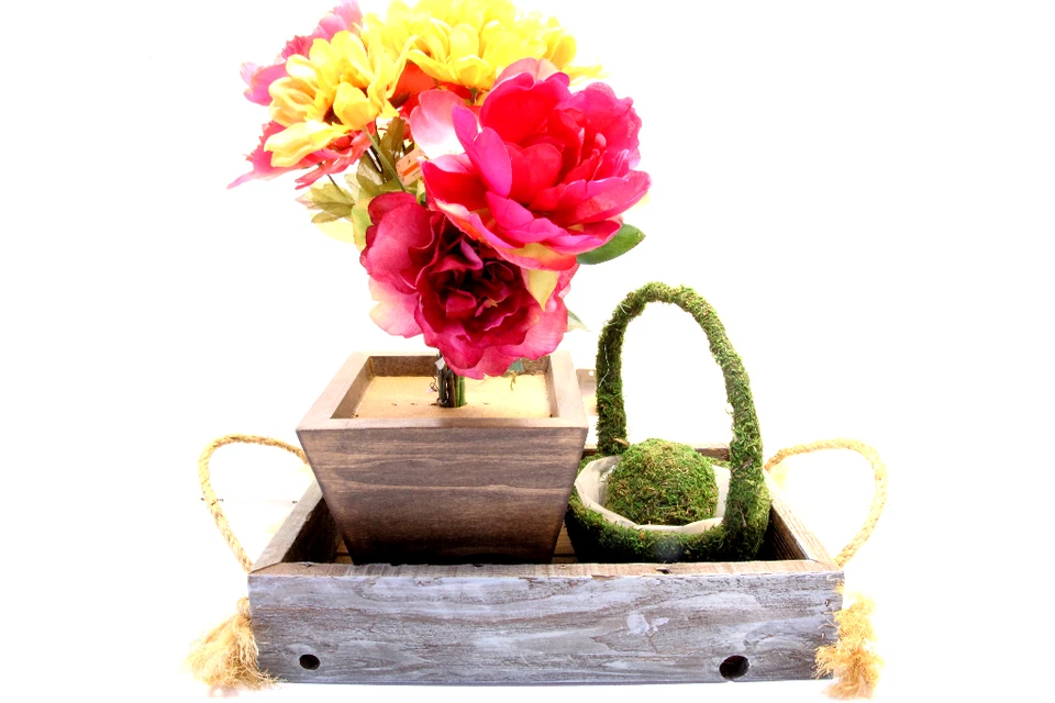 Redwood Basket Flower Box Planters Crate Decorative Home & Garden Decor - Image 2 of 4