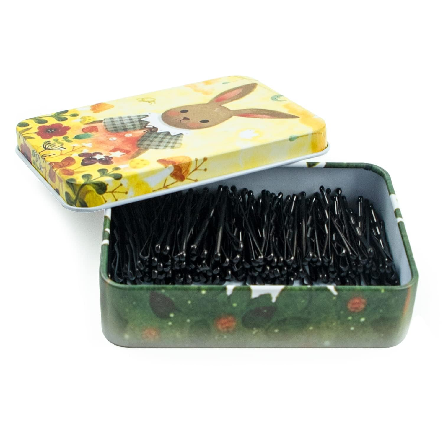 Mini Black Bobby Pins 200 Count with Cute Travel Case 1.38 Inch Hair Clips