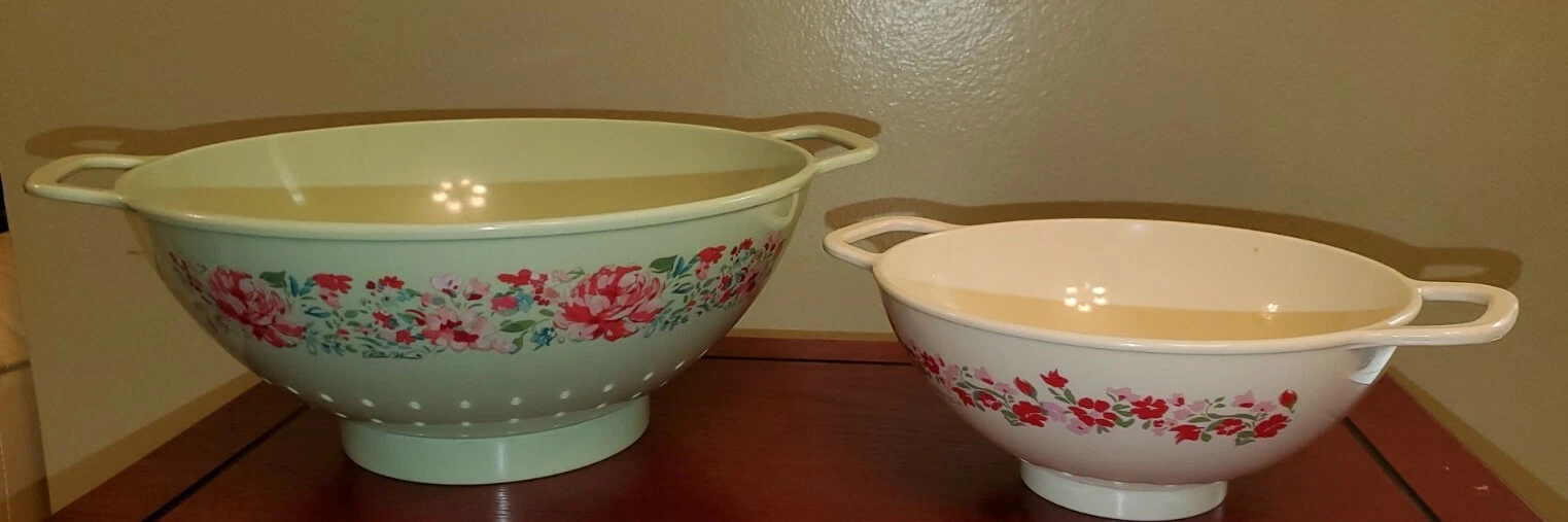 COLANDER Pioneer Woman SET OF 2 THE MELAMINE COLANDER 1 & 3 QUART SIZE STRAINER