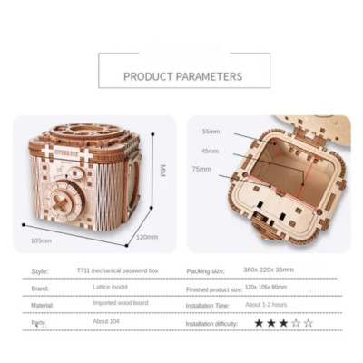 3D Wooden Jewelry Case Mechanical Puzzles Assembling Building Constructor Blocks