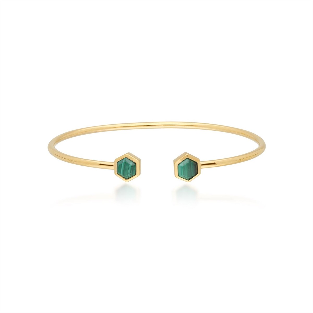 Gold-plated Sterling Silver Cuff Bracelet with Hexagon and Circle Ends Gold-plated Sterling Silver Cuff Bracelet with Hexagon and Circle Ends