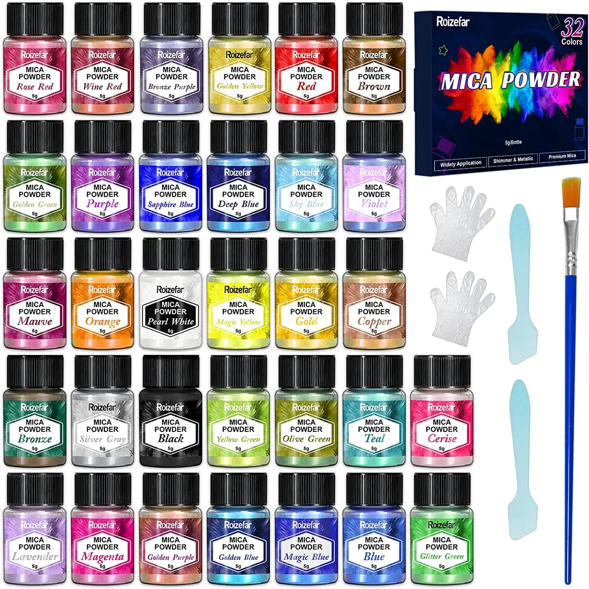 Mica Powder Epoxy Resin 32 Colors Pigment Metallic Soap Paint Nail Polish  Slime