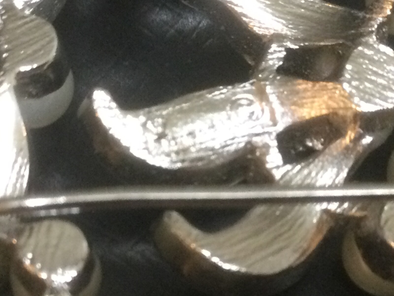 Trifari Brooch Brushed & Polished Swirling Leaves Faux Pearls Crown Mark Vintage