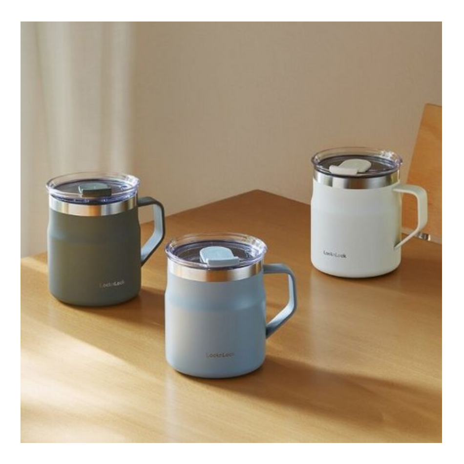 LocknLock Metro Mug Premium 18/8 Stainless Steel Double Wall Insulated with Handle Perfect for Table with Lid, Yellow, 20oz