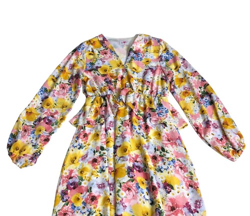 Buddy Love Eden Floral Maxi Dress Womens Small Side Slit Ruffle Cottagecore Boho
