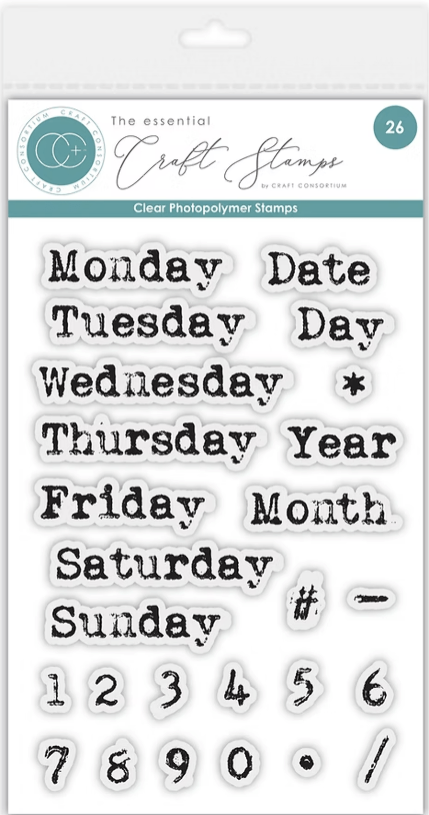The Essential Craft Stamps - Days of the Week - Photopolymer Stamp by Craft Cons
