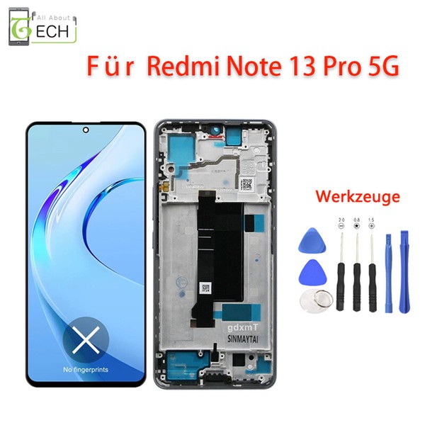 FüR Xiaomi Redmi Note 13 Pro 5G MZB0FFWEU Lcd Display Bildschirm Mit Rahmen-image
