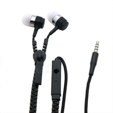 High Quality Portable 3.5mm In-Ear Zip Zipper Headphones Headset  Mic Earphones