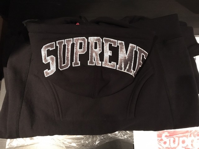 supreme sequin arc hooded sweatshirt