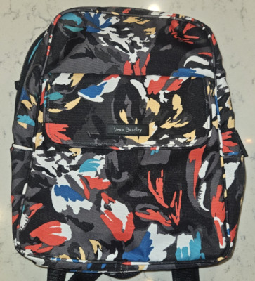 Vera Bradley Black ''Floral Splash'' Travel Backpack School Campus