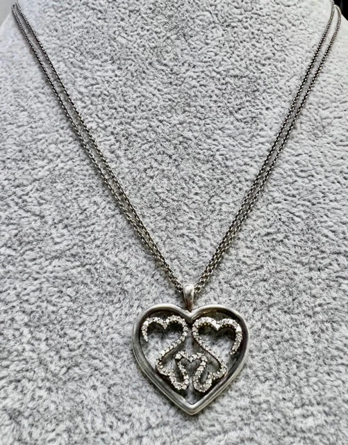 Jane Seymour Open Hearts Family Natural Diamond Pendant Sterling