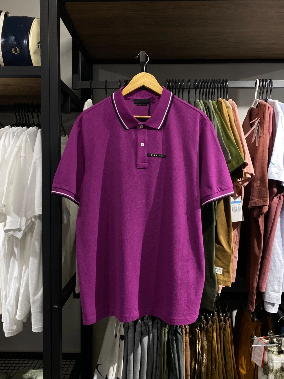 Polo Prada nuova con etichette taglia XL XXL rosa piquet cotone manica corta top di design