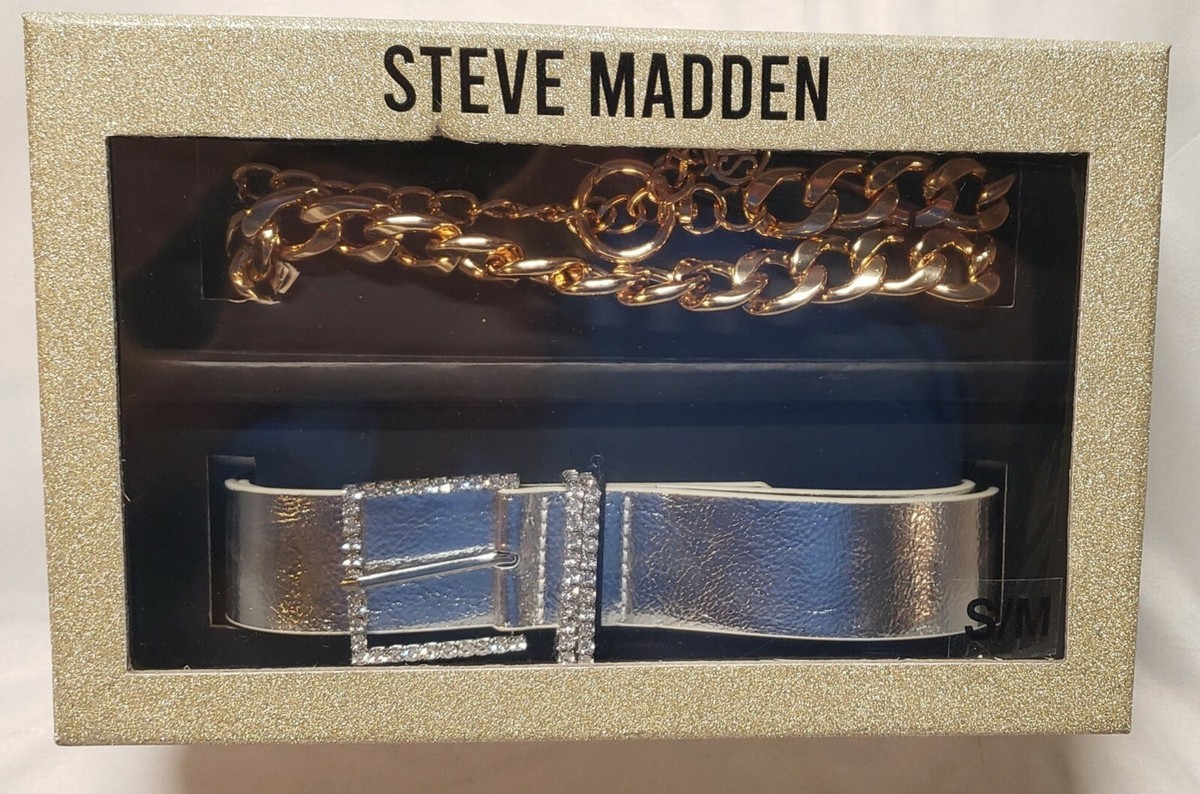 2 steve madden bling chain belt set in glitter gift box- L/XL nwt/nip Steve Madden Women main image 4