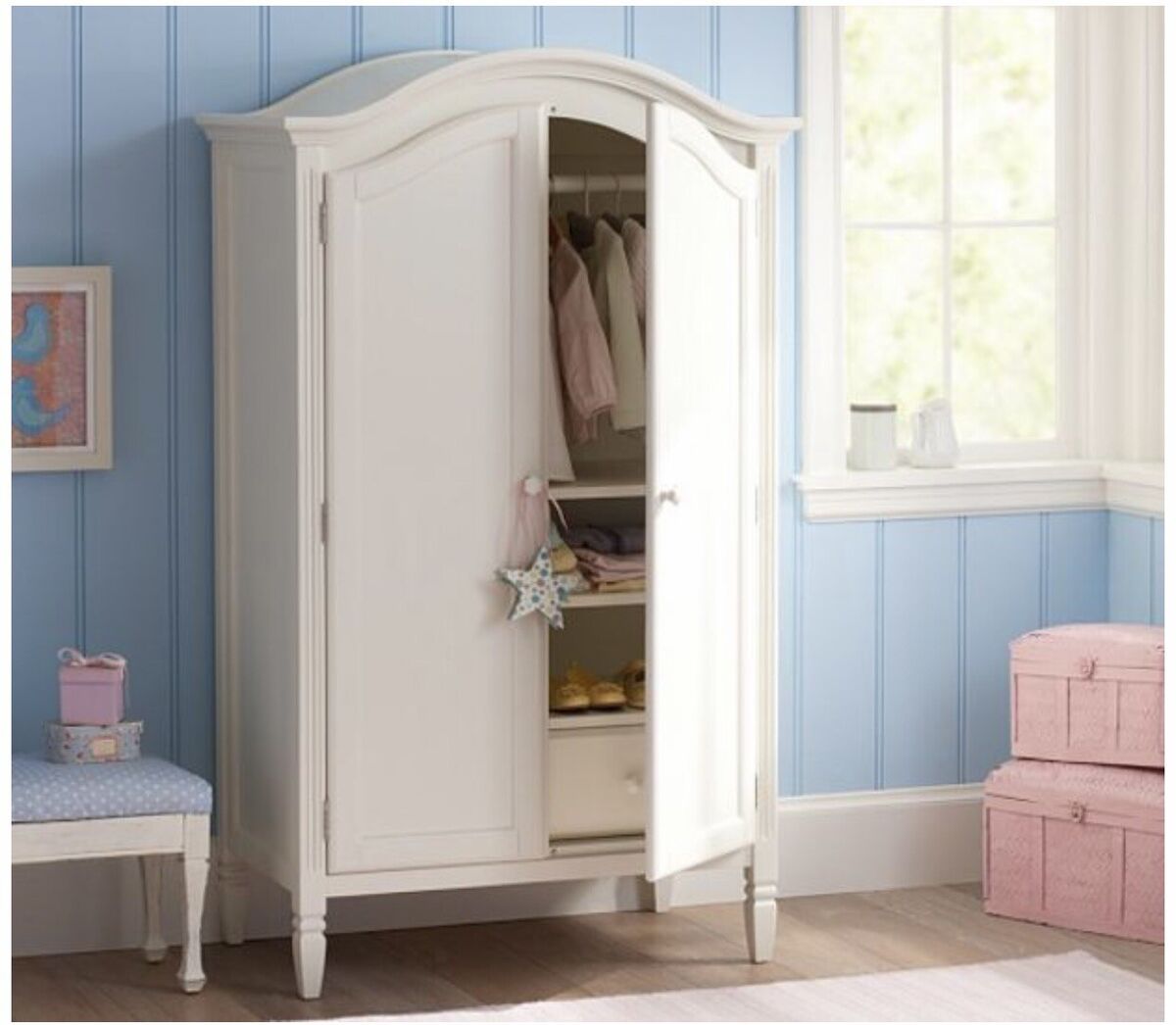 Pottery Barn Kids White Madeline Armoire Dresser Girl Baby Nursery