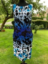 *NINE WEST Blue Flower Print SHIFT DRESS Size UK 8 - SUMMER Wedding Races*