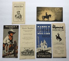 Trove de 17 cartes et brochures touristiques Old West/Dude Ranch/Rockies années 1940. Menthe !