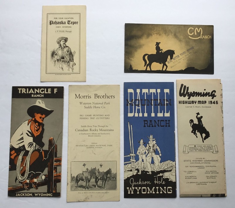 Trove of 17 Old West/Dude Ranch/Rockies 1940s tourist maps and brochures. Minty!