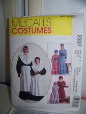 McCall's Pattern  2337 Pilgrim Maid Pioneer Dress Hat Corset 20 - 22