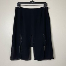 VTG Cache Y2K Black Pleated Beaded Evening Mini Skirt Size 8 Side Zipper Lined