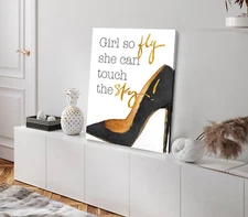 Fashion Quote & Heels Painting Stretched Canvas 40x50cm Print