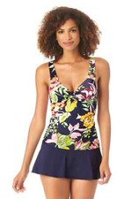 Anne Cole Women's Multicolor Floral Underwired Tankini Top Swimsuit Size 32C/34B