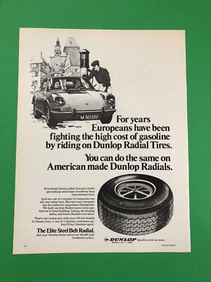1965 PORSCHE 911 VINTAGE ORIGINAL PRINT AD ADVERTISEMENT PRINTED DUNLOP
