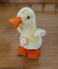 Steiff Yellow Duck Easter standing 1960s Mohair Plush.5in Vintage GERMANY