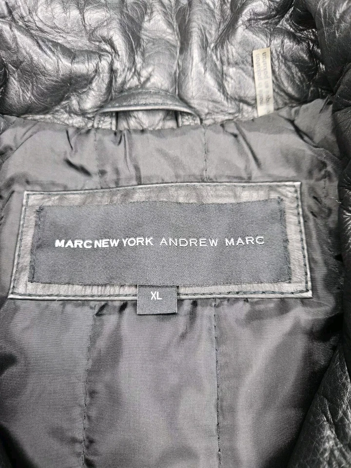 男式 Marc Anthony 黑色皮革夹克男式 XL 码很好!! — 第 4/4 张图片