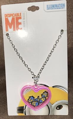 DESPICABLE ME HEART NECKLACE FLOATING MINIONS SUPER CUTE!!