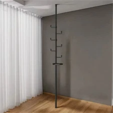 With Tray Adjustable Laundry Pole Floor to Ceiling Tension Rod Clothes Drying Ra