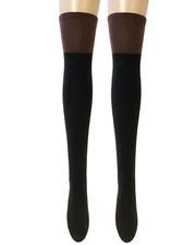 Wrapables Women's Two-Tone Knee High Boot Socks, Brown and Black