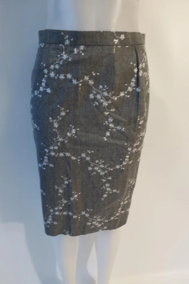 Женская серая белая вышитая новая шерстяная юбка Escada Margaretha Ley 40 США/M *