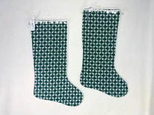 NWT Green & White Christmas Stockings Set Glenhaven Home & Holiday / Bachman's