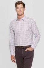 NEW Men  s Dress Shirt Goodfellow SLIM FIT Button down Lavender / Plaid Sz Small