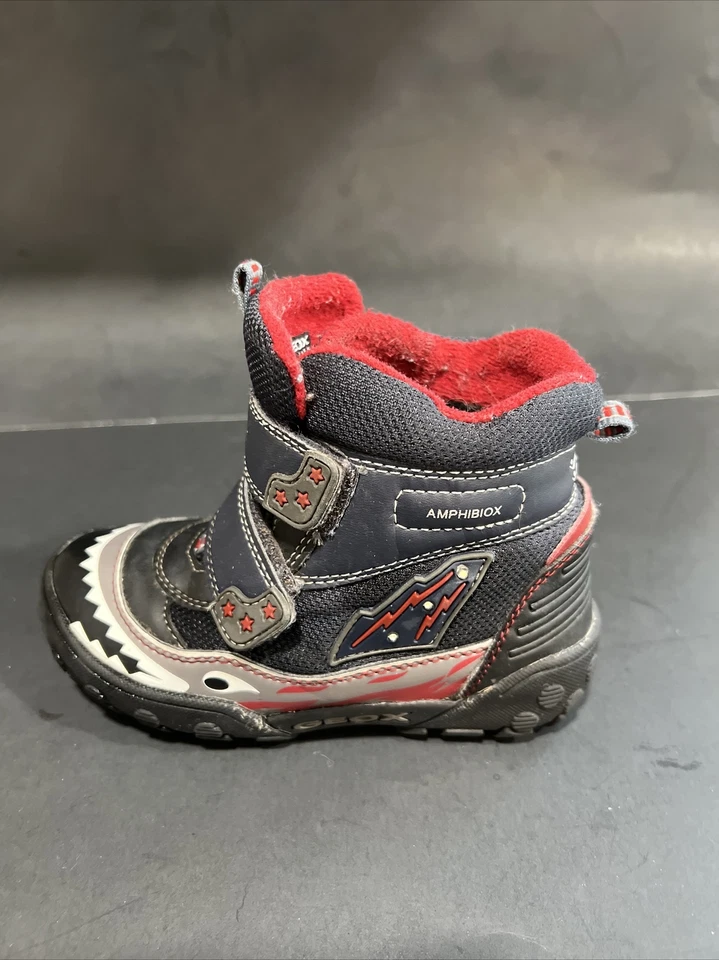 Geox Winter Snow Boots Size 10 Navy Blue/Red Dragon Graphics Light Up Reflective - Image 4 of 4